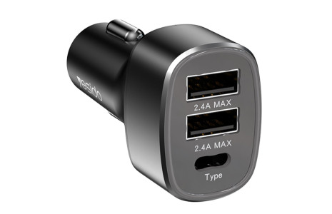 Yesido Y47 25W PD Type-C ve 2 Adet 12W Usb Araç Şarj - Siyah