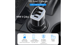 Yesido Y47 25W PD Type-C ve 2 Adet 12W Usb Araç Şarj - Siyah