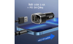 Yesido Y47 25W PD Type-C ve 2 Adet 12W Usb Araç Şarj - Siyah