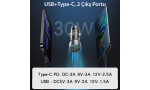 Yesido Y49 30W PD Type-C ve 18W Usb Araç Şarj - Siyah