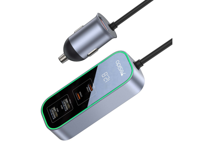 Yesido Y53 2 Adet 30W PD Type-C ve 3 Adet 17W Usb Araç Şarj - Siyah