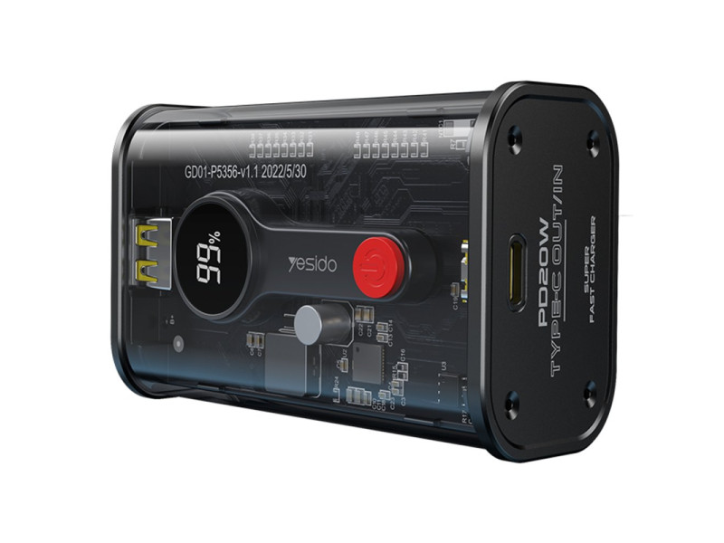 Yesido YP35 10.000 mAh USB3.0 PD Hızlı Şarj Powerbank - Şeffaf