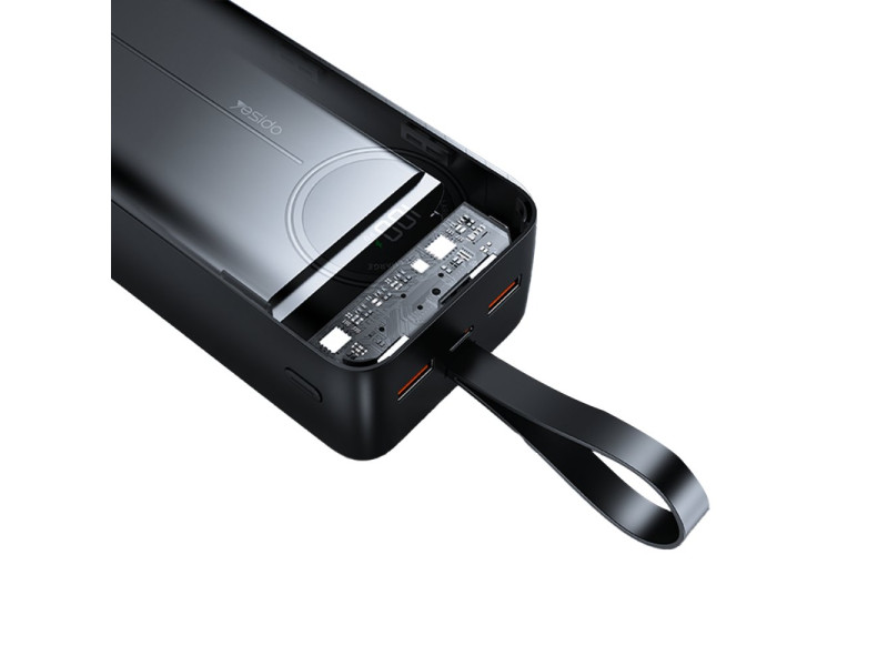 Yesido YP44 50.000 mAh Dijital Göstergeli USB3.0 PD Hızlı Şarj Powerbank - Siyah