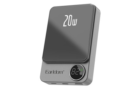 Earldom PD24 10.000 mAh 20W Kablosuz Şarjlı PD Hızlı Şarj Mini Powerbank - Gri