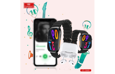 Earldom SW9 Akıllı Saat ve Airpods Kulaklık Set - Siyah