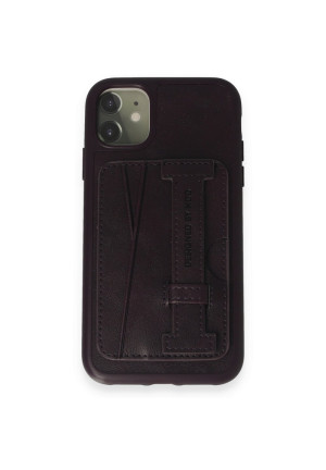 HDD iPhone 11 Kılıf HD Deri Kartvizitli Kapak - Derin Mor