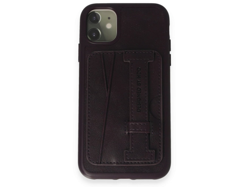 HDD iPhone 11 Kılıf HD Deri Kartvizitli Kapak - Derin Mor