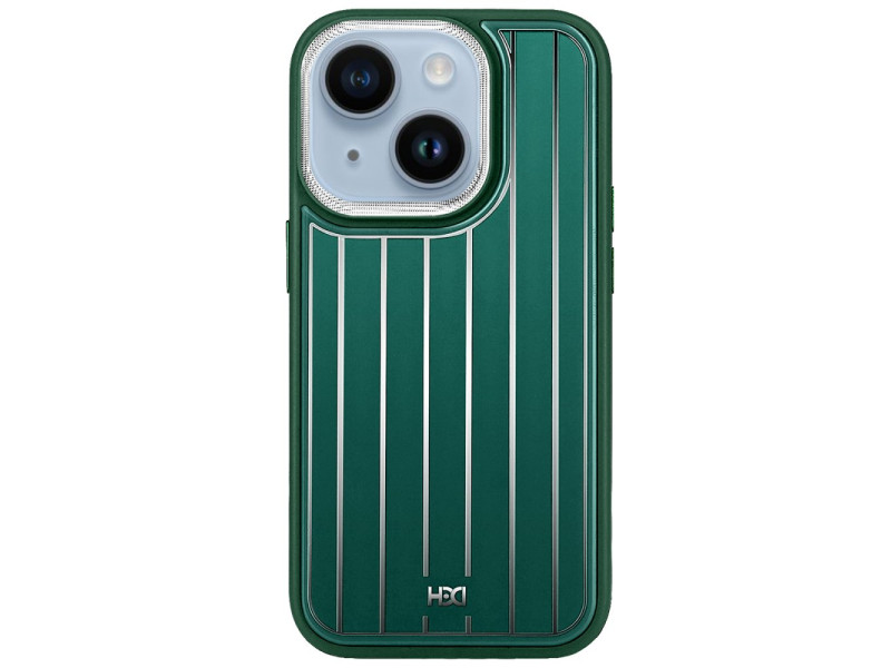 HDD iPhone 15 Kılıf HBC-190 Kolaj Kapak - Koyu Yeşil