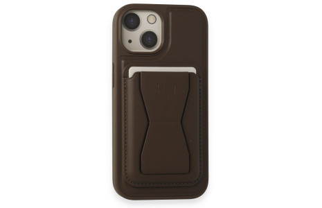 HDD iPhone 15 Kılıf HD Deri Luxury Magnet Kartvizitli Kapak - Gri