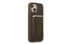 HDD iPhone 15 Kılıf HD Deri Luxury Magnet Kartvizitli Kapak - Gri