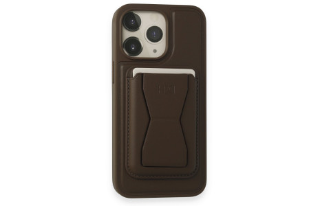 HDD iPhone 15 Pro Max Kılıf HD Deri Luxury Magnet Kartvizitli Kapak - Gri