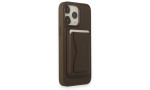 HDD iPhone 15 Pro Max Kılıf HD Deri Luxury Magnet Kartvizitli Kapak - Gri