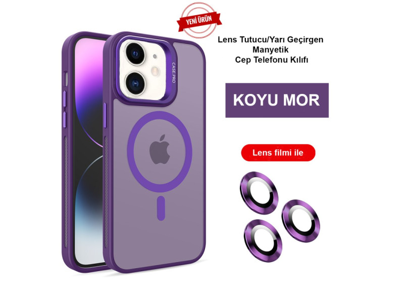 Joko iPhone 11 Kılıf Flet Lens Magsafe Kapak - Derin Mor