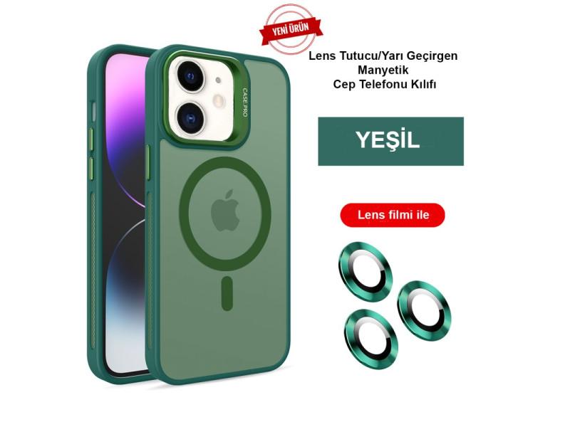 Joko iPhone 11 Kılıf Flet Lens Magsafe Kapak - Koyu Yeşil