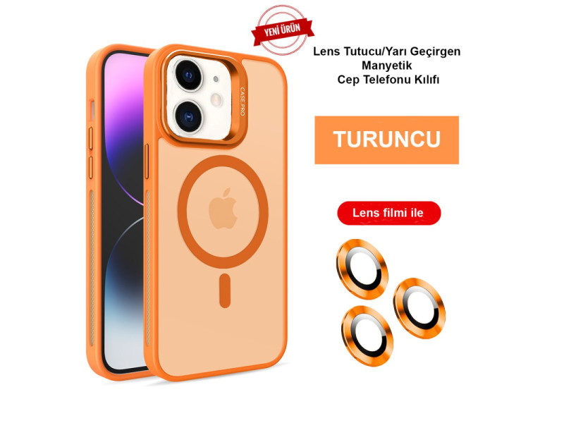 Joko iPhone 11 Kılıf Flet Lens Magsafe Kapak - Turuncu