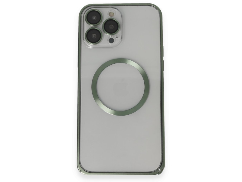 Joko iPhone 13 Pro Max Metal Bumper Magneticsafe Kapak - Yeşil