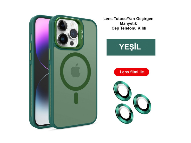 Joko iPhone 14 Pro Kılıf Flet Lens Magsafe Kapak - Koyu Yeşil
