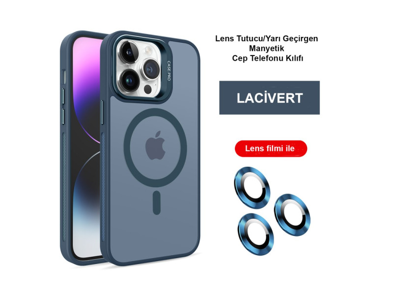 Joko iPhone 14 Pro Kılıf Flet Lens Magsafe Kapak - Lacivert