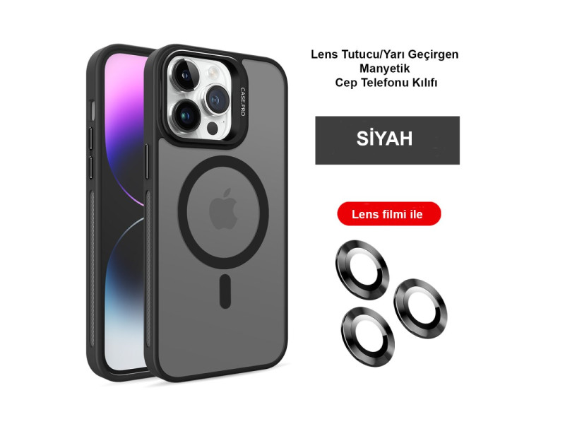 Joko iPhone 14 Pro Kılıf Flet Lens Magsafe Kapak - Siyah