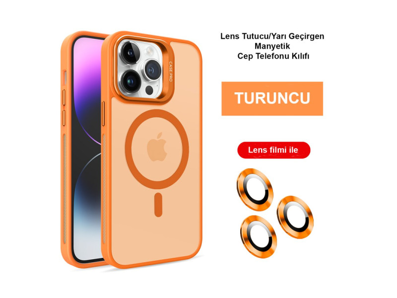 Joko iPhone 14 Pro Kılıf Flet Lens Magsafe Kapak - Turuncu
