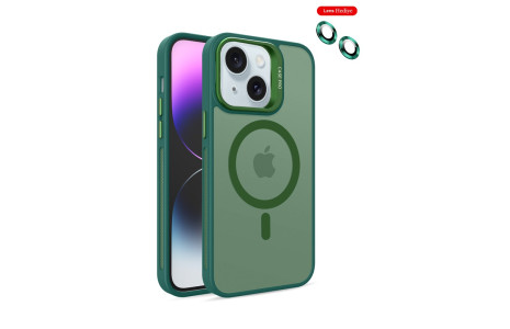 Joko iPhone 15 Kılıf Flet Lens Magsafe Kapak - Koyu Yeşil