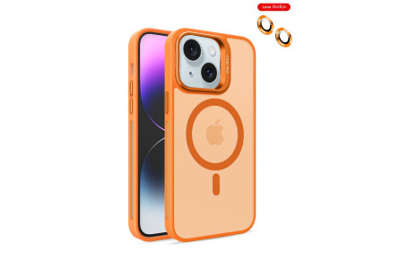 Joko iPhone 15 Kılıf Flet Lens Magsafe Kapak - Turuncu
