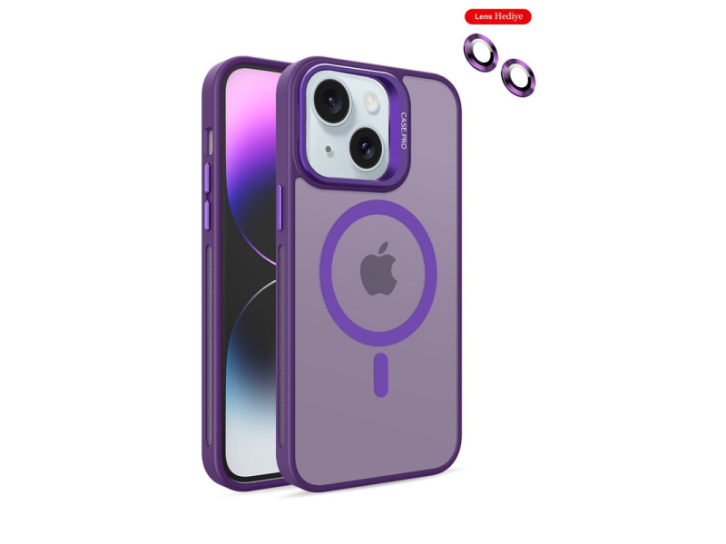 Joko iPhone 15 Plus Flet Lens Magsafe Kapak - Derin Mor