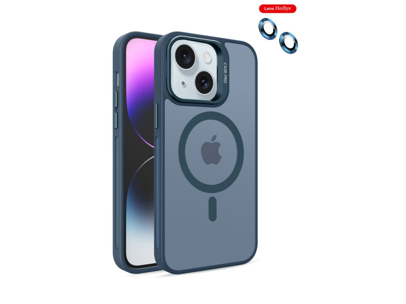 Joko iPhone 15 Plus Flet Lens Magsafe Kapak - Lacivert