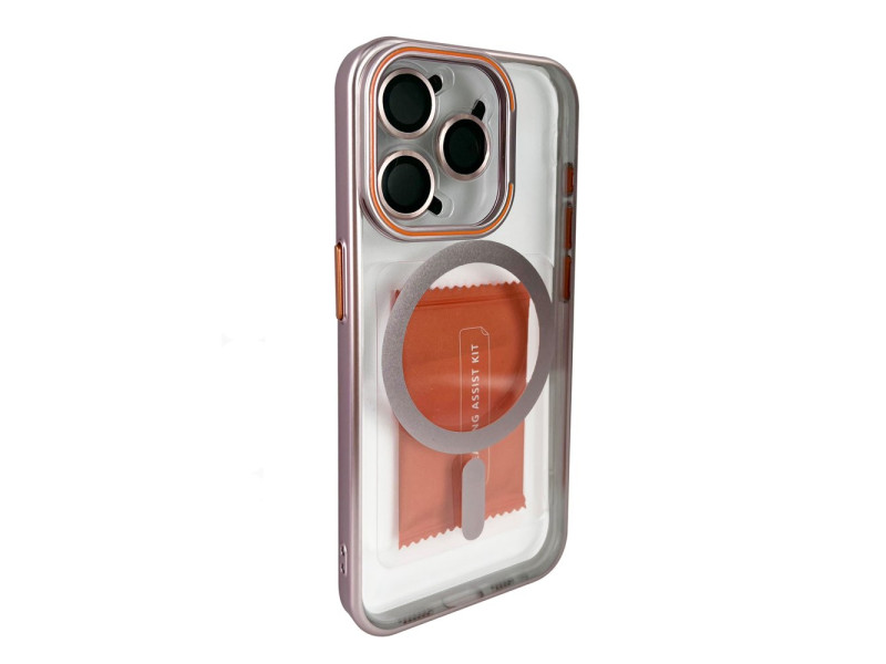 Joko iPhone 15 Pro Max Crown Lens Standlı Magsafe Kapak - Pembe