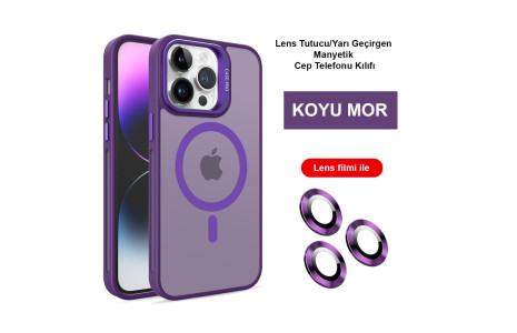 Joko iPhone 15 Pro Max Kılıf Flet Lens Magsafe Kapak - Derin Mor