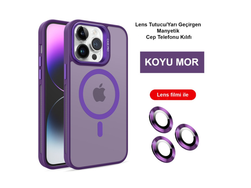 Joko iPhone 15 Pro Max Kılıf Flet Lens Magsafe Kapak - Derin Mor