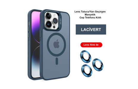 Joko iPhone 15 Pro Max Kılıf Flet Lens Magsafe Kapak - Lacivert