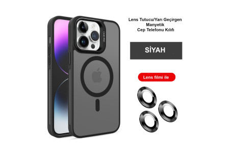 Joko iPhone 15 Pro Max Kılıf Flet Lens Magsafe Kapak - Siyah