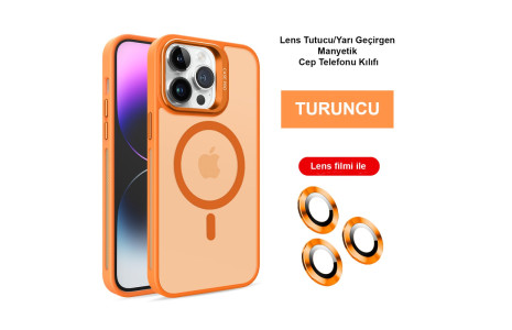 Joko iPhone 15 Pro Max Kılıf Flet Lens Magsafe Kapak - Turuncu