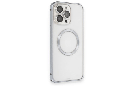 Joko iPhone 15 Pro Max Kılıf Metal Bumper Magneticsafe Kapak - Gri