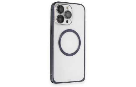 Joko iPhone 15 Pro Max Kılıf Metal Bumper Magneticsafe Kapak - Lacivert