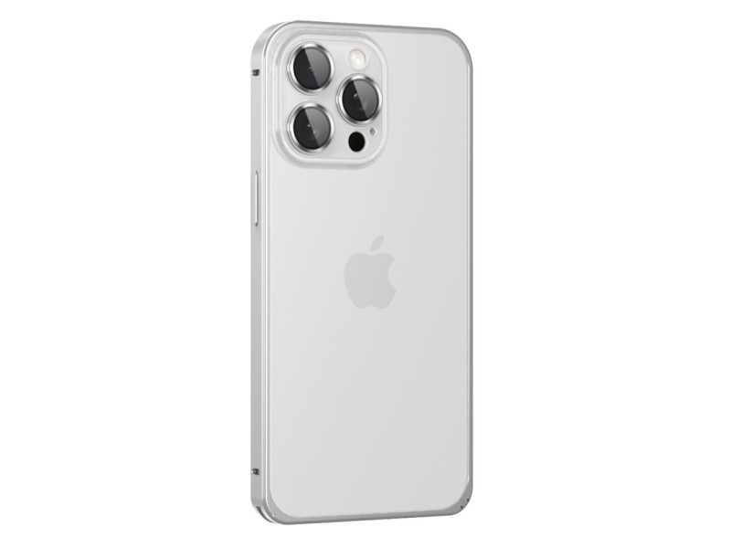 Joko iPhone 15 Pro Max Metal Bumper Mat Kapak - Gümüş