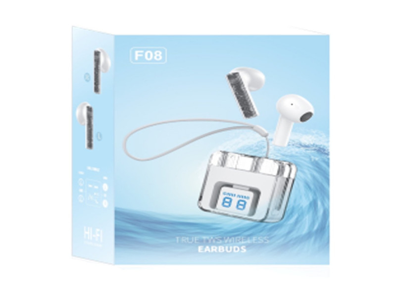 Karler Bass F08 Dijital Şarj Göstergeli TWS Bluetooth Kulaklık - Mavi