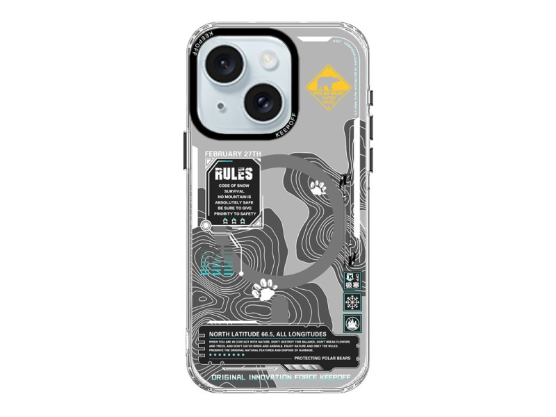 Keep Off iPhone 15 Map Magsafe Kapak - Snowfield