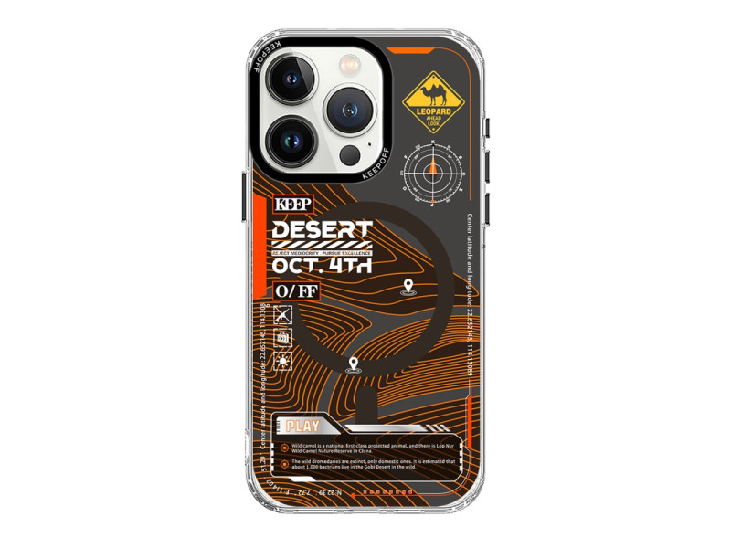 Keep Off iPhone 15 Pro Map Magsafe Kapak - Desert