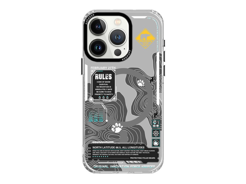 Keep Off iPhone 15 Pro Map Magsafe Kapak - Snowfield