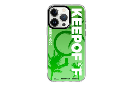 Keep Off iPhone 15 Pro Max Summer Travel Magsafe Kapak - Green Mood