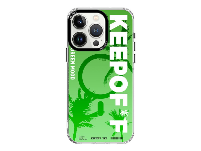 Keep Off iPhone 15 Pro Max Summer Travel Magsafe Kapak - Green Mood