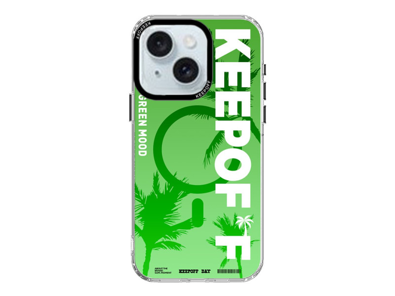 Keep Off iPhone 15 Summer Travel Magsafe Kapak - Green Mood