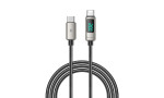 Lanex LS20CC 1.2M 100W Dijital Göstergeli Hasırlı Type-C to Type-C PD Hızlı Şarj Kablosu - Gümüş
