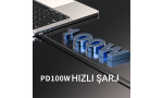 Lanex LS38CC 1.2M 100W Hasırlı Type-C to Type-C PD Hızlı Şarj Kablosu - Siyah