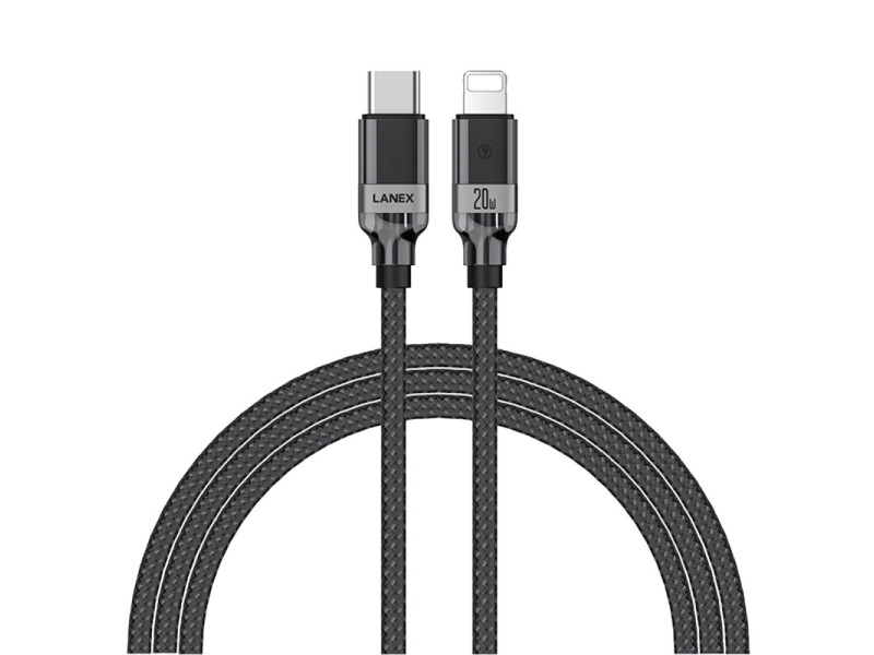 Lanex LS38CL 1.2M 20W Hasırlı Type-C to Lightning PD Hızlı Şarj Kablosu - Siyah