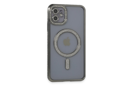 Newface iPhone 11 Kılıf Joke Simli Magneticsafe Kılıf - Gri