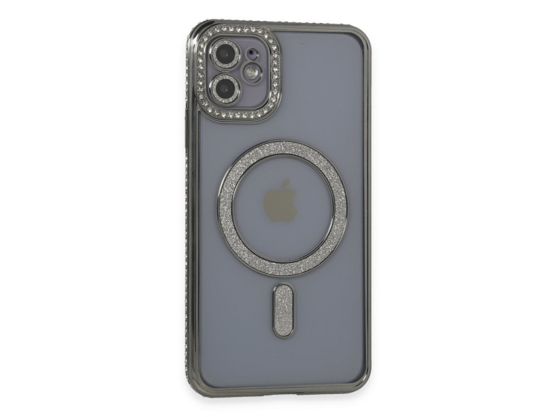 Newface iPhone 11 Kılıf Joke Simli Magneticsafe Kılıf - Gri
