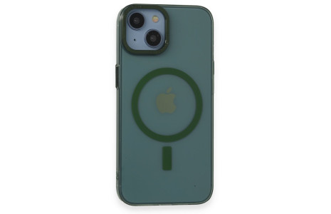 Newface iPhone 14 Kılıf Anka PC Magneticsafe Sert Metal Kapak - Koyu Yeşil